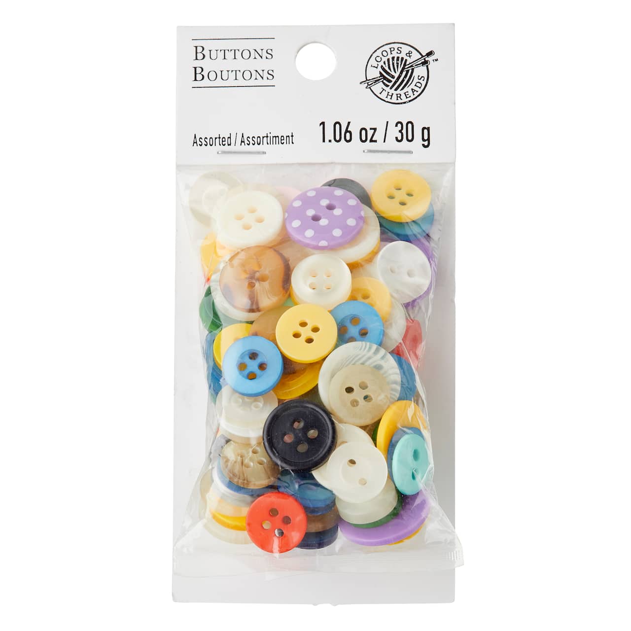 1.06oz. Multicolor Button Mix by Loops &#x26; Threads&#xAE;